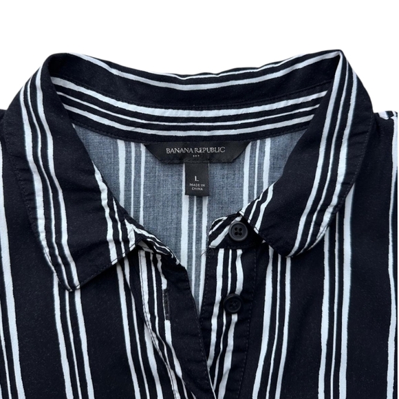 Banana republic Knee Length Dress Women's Size L White and Black - Picture 3 of 6